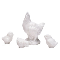 Miniature White Ceramic Chicken Figurines for Garden & Micro Landscape Decor