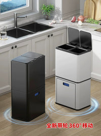 GAOK Smart Kitchen Waste Bin with Wet/Dry Separation, Large Capacity, Movable, No Bending