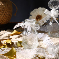 Mini Embossed Glass Vase with Lace Lid - Creative Desktop Decor