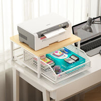 Desktop Printer Stand with Storage, Multifunctional Double-Layer Office Organizer for Printer, Host, and Copier