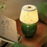 Vintage Stained Glass Table Lamp with Touch Control for Bedroom Nightstand