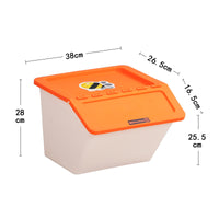 Stackable Slanted Opening Storage Bin with Lid for Toys, Snacks, Clothes, and Sundries