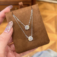 Zhao Lusi Style Teardrop Zircon Pendant Necklace with Four-Claw Mini Solitaire