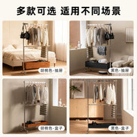 Stainless Steel Garment Rack with Wooden Cabinet/Drawer, Rolling Clothes Hanger for Bedroom