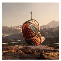 Rattan Woven Outdoor Hanging Basket Swing Chair for Balcony Patio