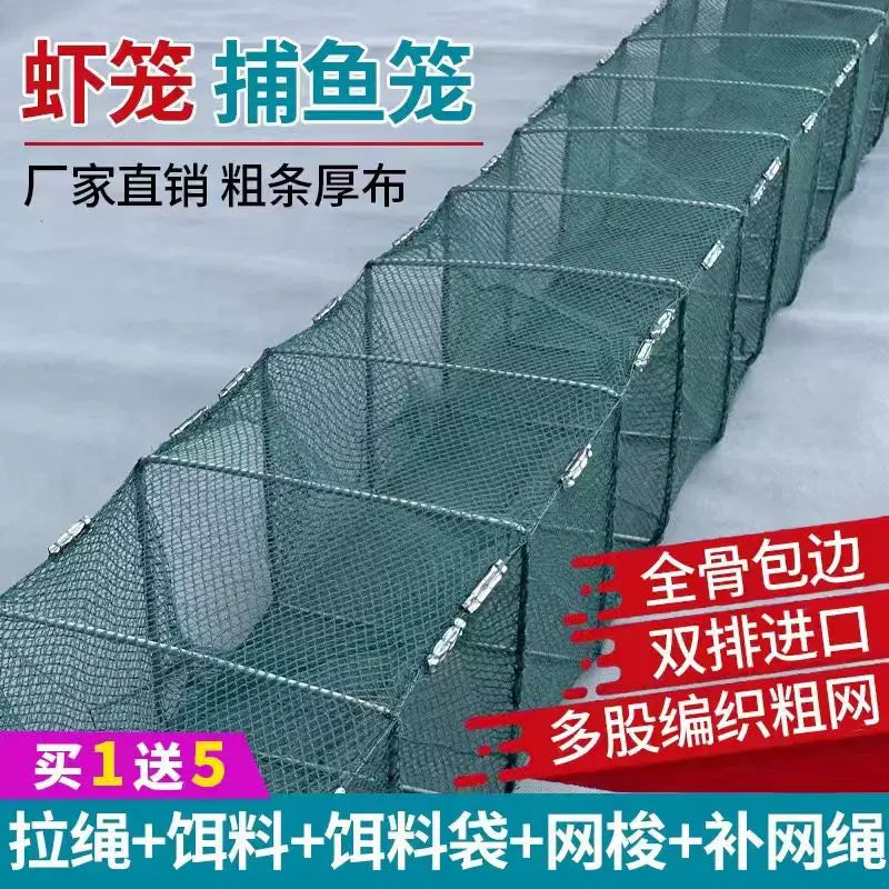 Foldable Fishing Net Trap for Shrimp, Loach, Eel, and Lobster, Thickened Design