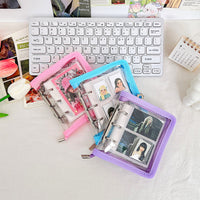 Mini Transparent 3-Hole Zipper Binder Notebook for Journaling and Collectibles