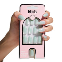 24PCS Solid Color Wide Cat Eye Almond Press-On Nails