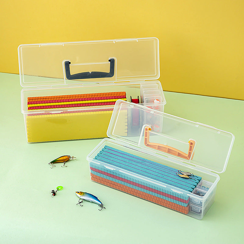 Portable Fishing Hook Organizer Box with Winding Boards, Clear Plastic Fishing Tackle Box for Outdoor Fishing Accessories