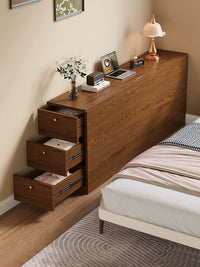 Slim Bedside Storage Cabinet with Shelves, Narrow End Table for Small Spaces