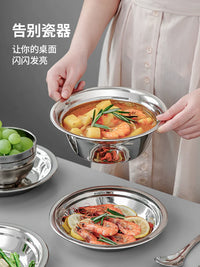 Thickened 304 Stainless Steel Dinnerware Set for Home & Outdoor Camping - Portable Cookware, Bowls, Chopsticks, Plates, Food-Grade Soup Basin