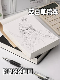A6 Portable Blank Sketchbook Memo Pad, Unlined Tear-Off Notepad for Students, Thickened Draft Paper Notebook