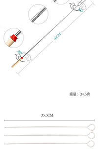 美戈不锈钢伸缩叉烧烤针BBQ烤叉家用户外烧烤工具304烤签木柄套装 绿色烧烤叉（单支）