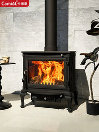 Modern Cast Iron Wood Burning Fireplace for Home & Villa Heating