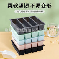 Silicone Ice Cube Tray with Lid, 4-Grid Food Storage Container, Freezer Tray for Baby Food and Broth