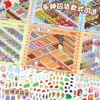 3D Miniature Supermarket Stacking Scene Stickers DIY Handmade Toy Set