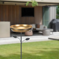 Freestanding Garden Bird Bath Feeder with Metal Stake, Detachable Water Bowl for Patio Yard Decor