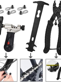 Bicycle Chain Breaker Tool Kit with Chain Wear Indicator and Quick Link Pliers