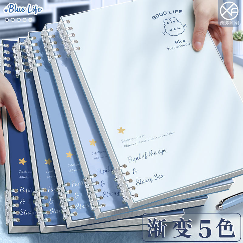 Gradient Loose-Leaf Notebook with Detachable Coil, A5/B5 Student Journal
