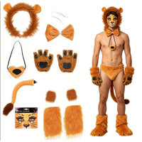 Halloween Plush Animal Ear Headband Cosplay Set - Lion, Fox, Cat