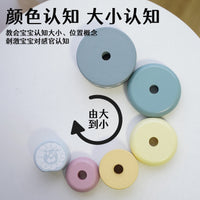 Wooden Macaron Rainbow Stacking Tower Tumbler Toy for Early Education