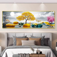 Self-Adhesive Golden Mountain Wall Art for Bedroom Living Room Decor