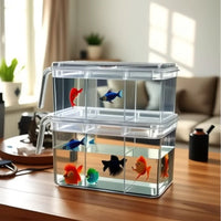 Turtle Habitat Tank with Lid - Clear Plastic Aquarium for Small Reptiles, Fish, and Hermit Crabs
