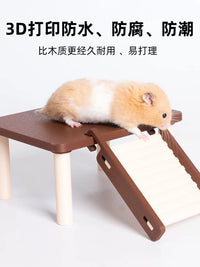 Hamster Two-Tier Activity Platform with Ladder - 3D Printed, Waterproof, Odorless Plastic for Cages