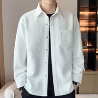Men's Waffle Knit Long Sleeve Casual Shirt Jacket