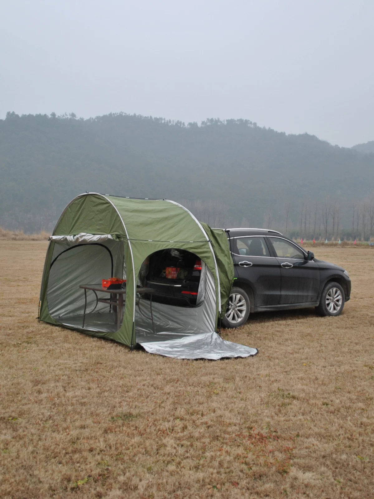 SUV Car Tent with Bicycle Tent Extension, Outdoor Camping Shelter with Mesh and Awning