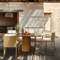 Outdoor Teak Folding Dining Set for Patio Garden Villa - Weatherproof Rattan Chairs & Table