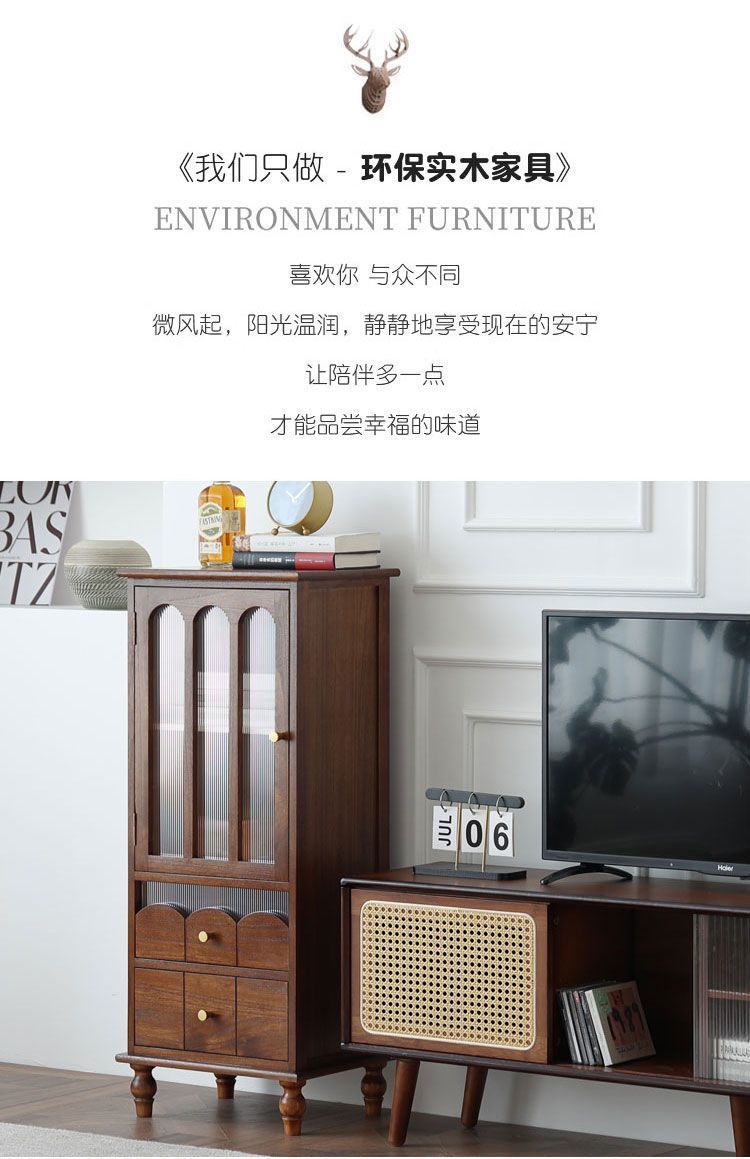 Oak Glass Display Cabinets, Solid Wood and Glass Display Cabinets for Living Room, Retro Display Cabinet 40x32cm