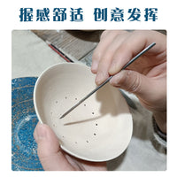 Pottery Stainless Steel Hole Punch Set for Clay Teapot Bottom Drilling with Serrated Rotary Tool