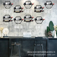 Wall-Mounted Foldable Iron Wine Rack with Glass Holder for Bar & Home