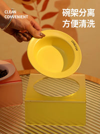 Ceramic Pet Bowl with Acrylic Stand for Cats and Small Dogs, Elevated Food and Water Dish
