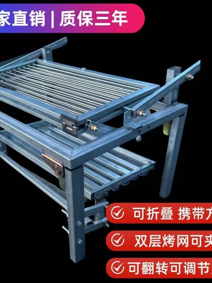 Outdoor Camping Foldable Charcoal Grill for BBQ and Roasted Fish, Thickened Portable Barbecue Stove