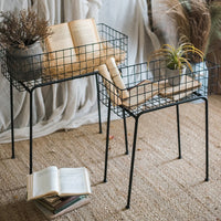 Vintage Wrought Iron Foldable Table and Chair Set for Outdoor Patio, Indoor Decor, Plant Stand, or Side Table