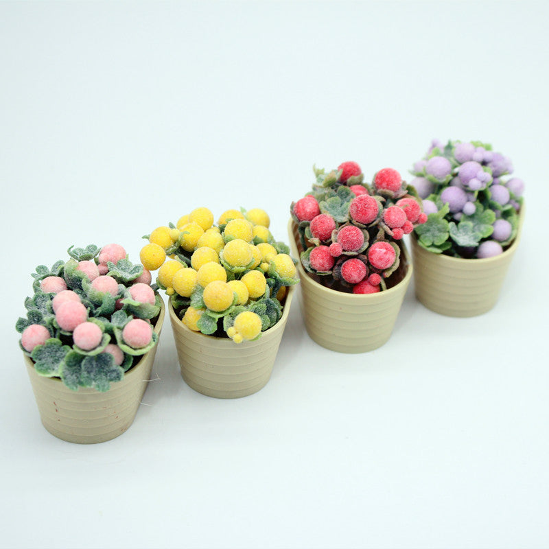 Dollhouse Miniature Window Flower Stand with Potted Plants Micro Landscape Ornament
