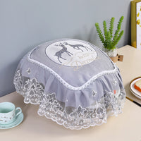 Lace Microwave Oven Dust Cover and Rice Cooker Mat, Oval/Round Tablecloth for Home Appliances