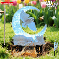 Acrylic Crescent Owl Garden Stake for Outdoor Yard Decor
