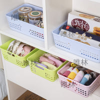 Rectangular Plastic Woven Storage Basket for Toys, Snacks, and Kitchen Organization