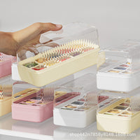 Press-Type Ice Cube Tray with Soft Silicone Molds and Large Capacity Storage Box