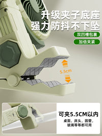 Dual-Head Clip-On USB Fan with 360° Rotation, Quiet Portable Rechargeable Fan for Bedside, Desk, or Dorm