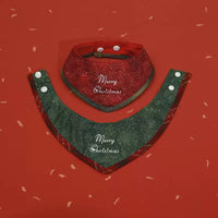 Pet Christmas Elf Hat and Bib Set with Embroidered Scarf for Cats and Dogs