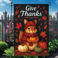 2025 New Thanksgiving Garden Flag Squirrel Pumpkin Autumn Print Outdoor Yard Decorative Creative Flag Cloth