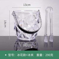 Acrylic Ice Bucket with Handle for KTV Bar Outdoor Camping, Clear Ice Cube Bucket with Tongs