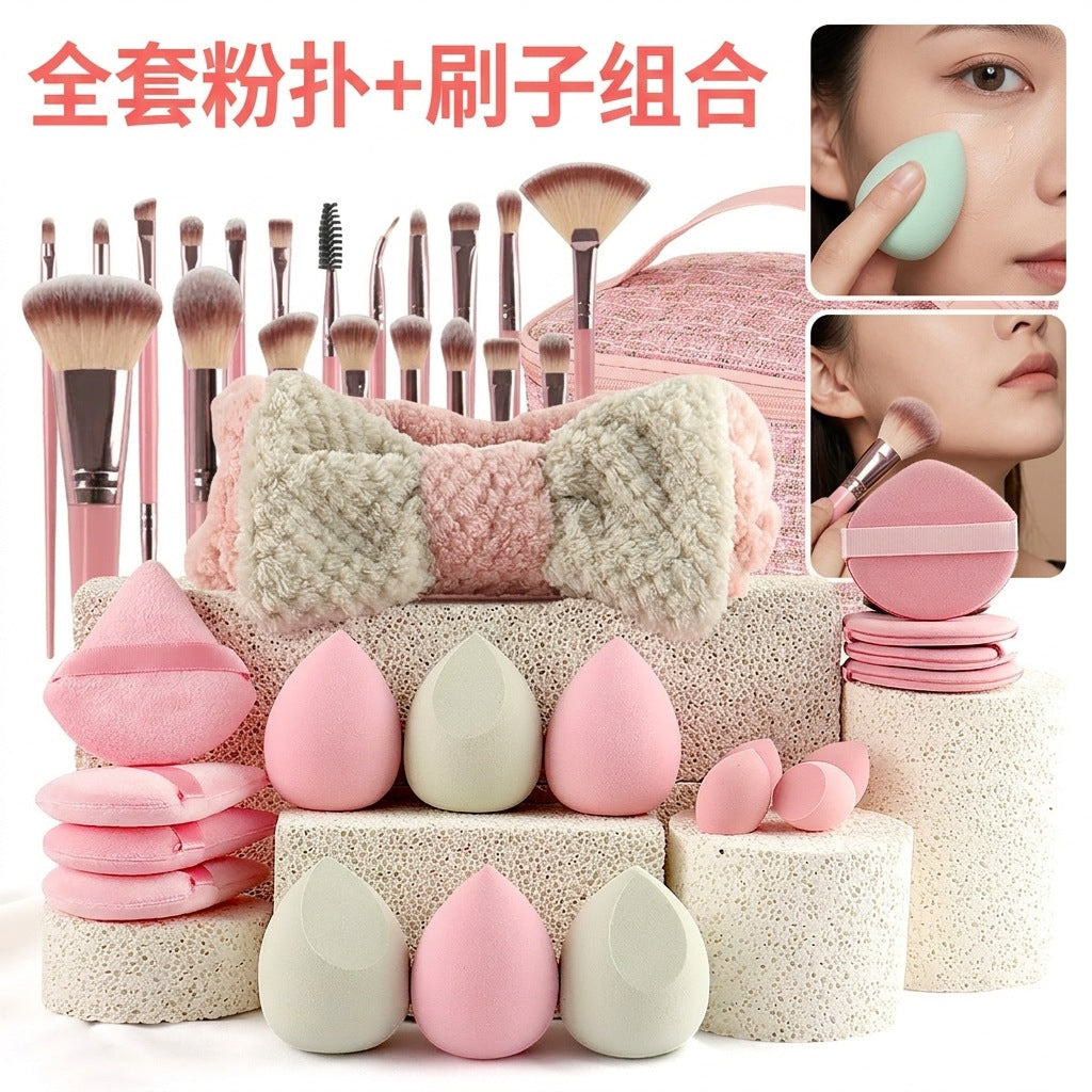 40-Piece Makeup Brush Set with Sponge Blender & Portable Travel Bag