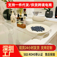Ins Style Transparent Acrylic Bathtub Caddy Tray for Bathroom Storage
