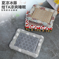 Cooling Pet Bed with Ice Mat for Cats and Dogs, All Seasons