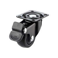 Black Rubber Swivel Caster Wheels with Bearings and Brakes for Tatami Drawers